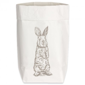 Paperbag Hase stehend weiß taube Geschenketüte Siebdruck Papiertüte Landhausstil Handarbeit