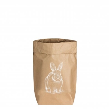 Paperbag Hase sitzend natur weiß Geschenketüte Siebdruck Papiertüte Landhausstil Handarbeit