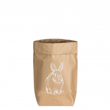 Paperbag Hase sitzend natur weiß Geschenketüte Siebdruck Papiertüte Landhausstil Handarbeit